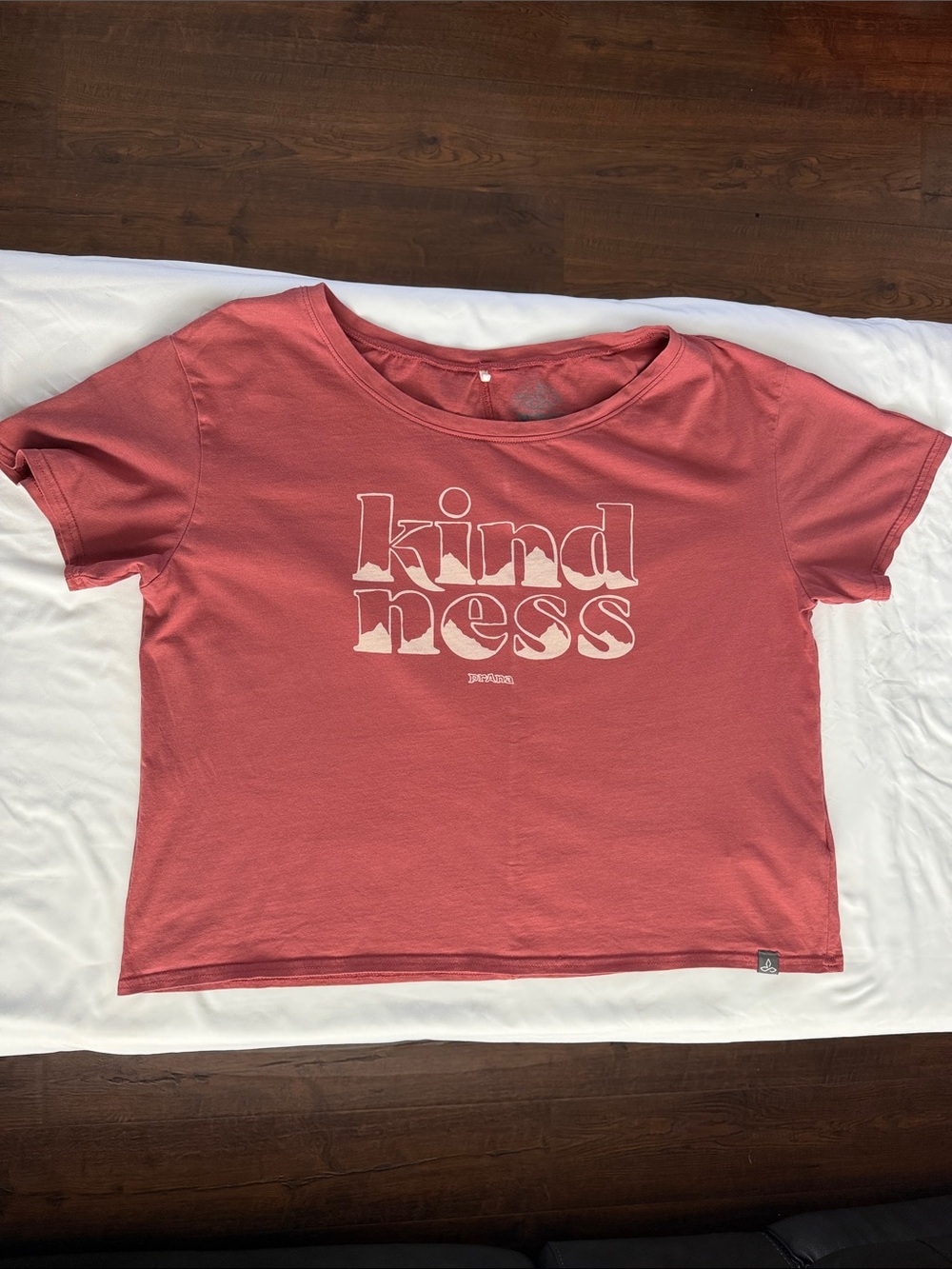 Prana “Kindness” Graphic Cropped Tee, Size Medium